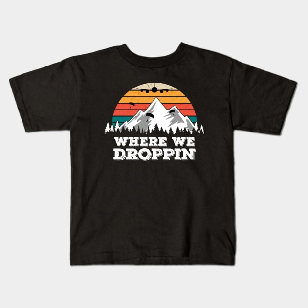 Where We Droppin, Retro Gift Idea for Video Game Players Kids T-Shirt by Zen Cosmos Official